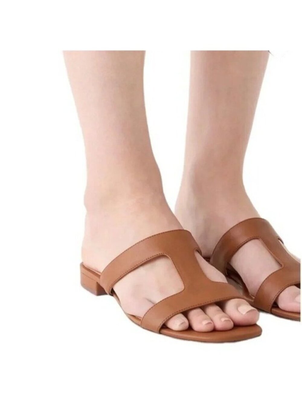 J. Crew Leather Hazel Cutout Flat Sandals Rich Oak Size 8 retail $138 - Picture 13 of 13
